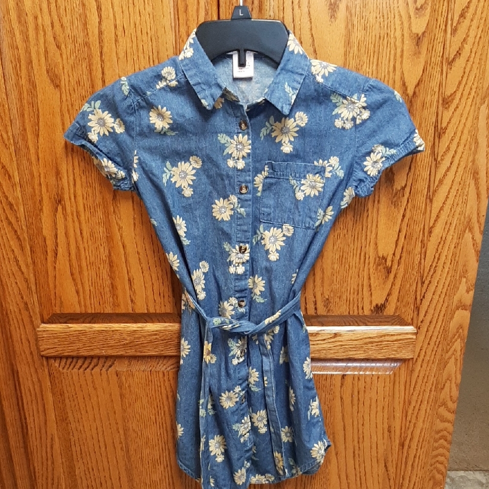 Girls Floral Denim Dress Sweet Stories